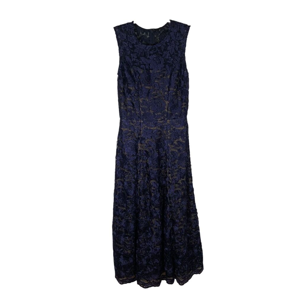 Hitherto Lace Sleeveless Dress Navy Blue Size 0
